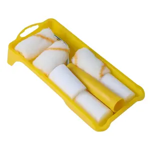 2″ Mini Foam and polyester Paint Roller Kit with Frame & Tray – Complete Small Paint Tool Set，High-Quality DIY Paint Tool Set, Includes 2-Inch Plate, 3 Sponge Brushes, 3 Polyester Hair Sleeves, 1 Holder, Perfect for Painting Projects