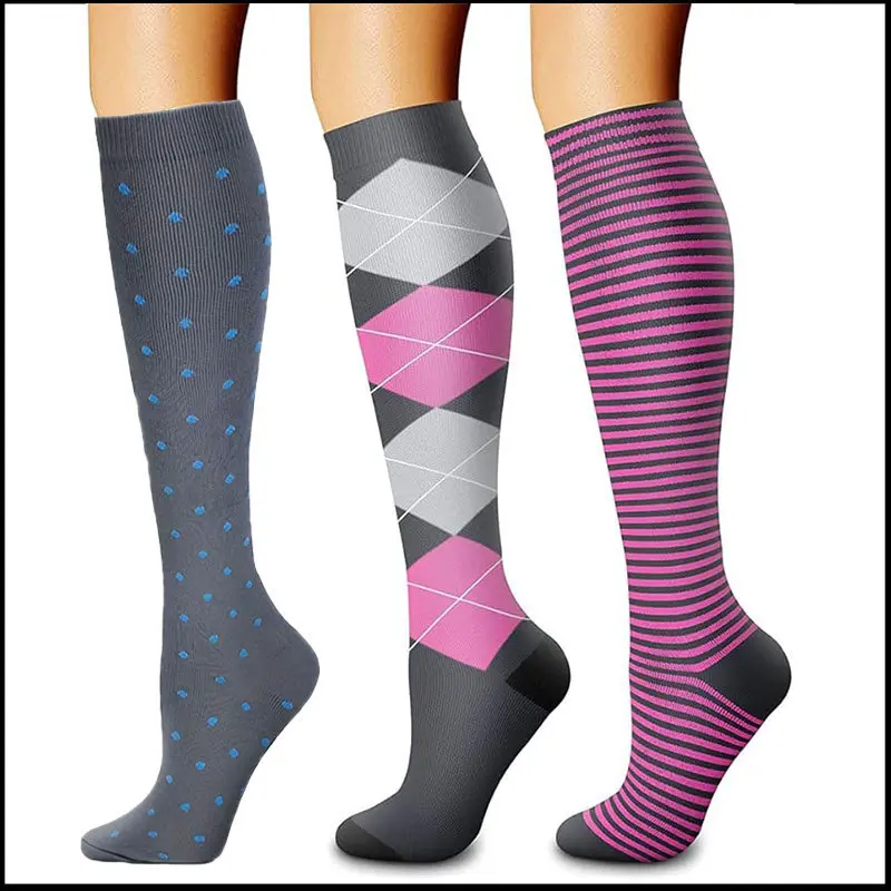 3 pairs  30  Blue Dot/Pink Grid/Pink Pat