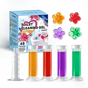 Flower-Shaped Scented Toilet Cleaning Gel - 4-in-1 Air Freshener, Powerful Odor Eliminator, Long Lasting Fragrance for Toilet & Bathroom