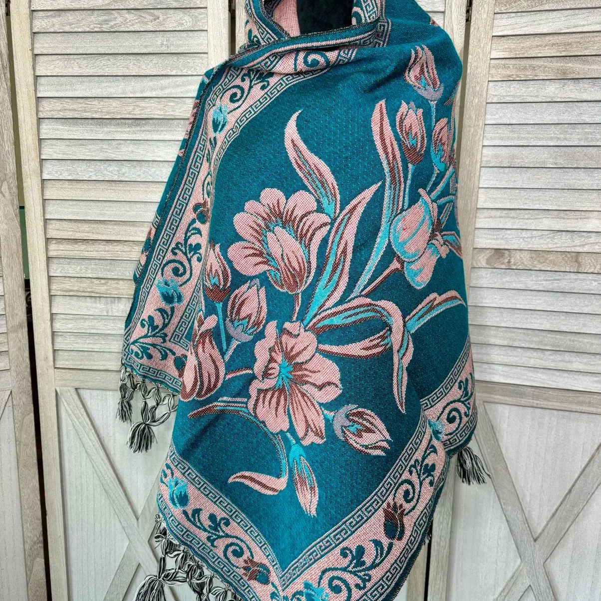 Tulip Mexican Woven Shawl/Wrap-Rebozo Mexicano Telar, Handmade Textile, Fashion Accessory