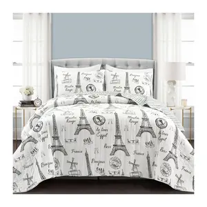 Lush Decor Paris Bonjour Reversible Cotton KG Quilt