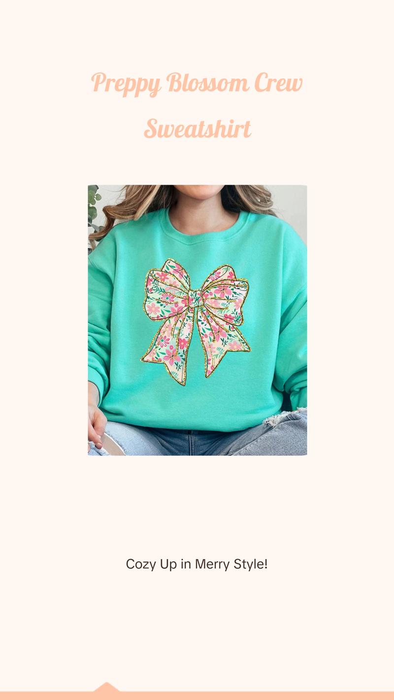 Preppy Blossom Bow Unisex NuBlend Crew Sweatshirt CHRISTMAS 2024