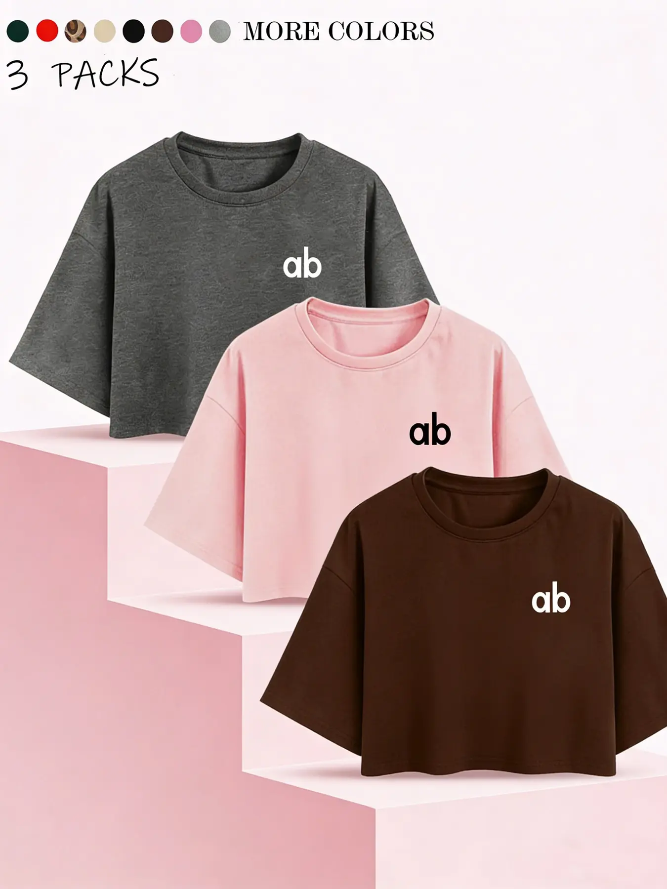 Youthful Cute Women's Short Crop Tee Set, Loose Fit Mid-Sleeve Design, Casual Trendy Letter Pattern, Perfect for Everyday & Music Festivals, Crop Top