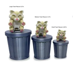 3pcs 3D Printed Racoon, Articulated Racoons with Trash Can, 3D Printed Albino Raccoon Toy, Trash Panda, Articulated Racoon Fidget Toy AR003-SET