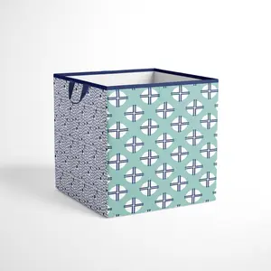 Bacati - Small Storage Tote Tribal Noah Mint/Navy Boys