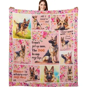 German Shepherd Gifts German Shepherd Blankets Dog Throw Blanket for Dog Lovers Mom Dad Flannel Puppy Print Blanket for Couch Sofa Bed Car
