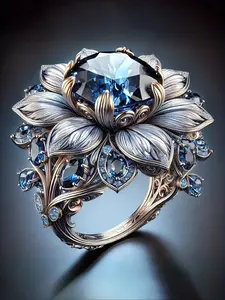 Vintage Bold Blue Zircon Flower Ring for Women, Elegant Party Jewelry, Exquisite Floral Design, Perfect Gift for Special Occasions, Vintage Embossed Ring