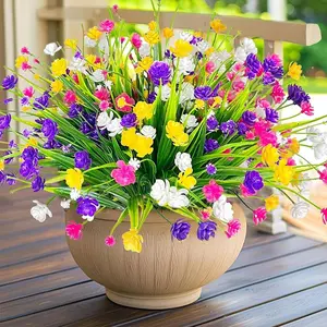 Artificial Flower Hanging Basket, Faux Flower with Pot, Decorative Flowers for Outdoor Garden Yard Entrance, Hanging Planters