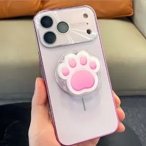 Cute Pink Cat Paw Phone Grip Holder – Soft Silicone Pop Socket for Smartphones, Adorable Kitty Design for Animal Lovers