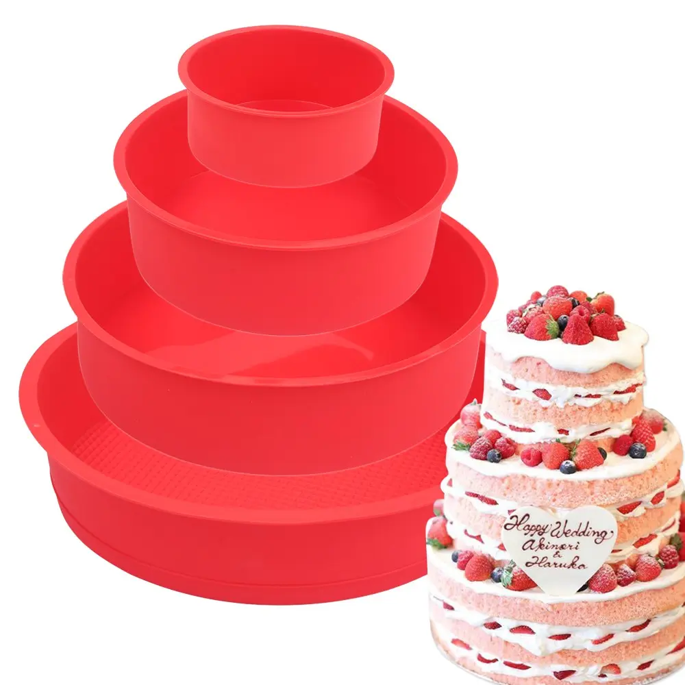 1/4/10 pcs 4-inch Round Cake Pan Set, Non-Stick Food Grade Silicone Baking Molds, Non Toxic Bakeware for Home Oven Use, Durable Easy-to-Clean Bakeware Baking Pans, Home Baking Supplies