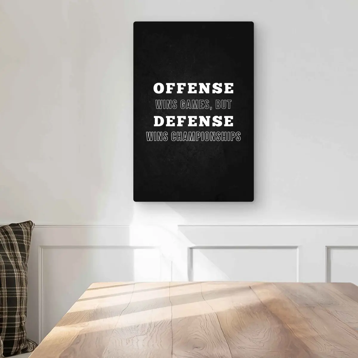 Begin Home Decor C1MP1218HCQHMH 12 x 18 in. Offense Wins Games Wall Art - Man Cave Shapes Metal Print Home Decor