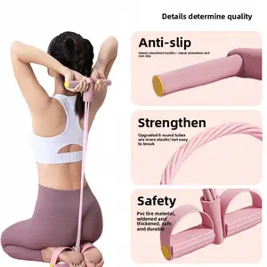 6-Strand Heavy Duty Abdominal Crunch Fitness Equipment – Leg & Core Workout, Sit-Up Assist, Home Gym Exercise, Non-Slip Foot Pedal & Resistance Bands (Portable)