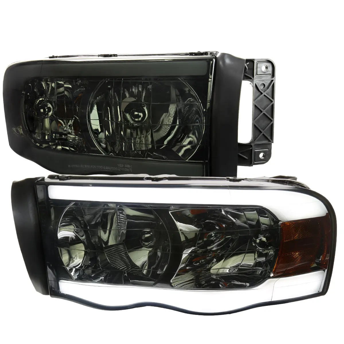 2002-2005 Dodge RAM 1500 /2003-2005 Dodge RAM 2500/3500 LED Tube Factory Style Headlights (Chrome Housing/Smoked Lens)