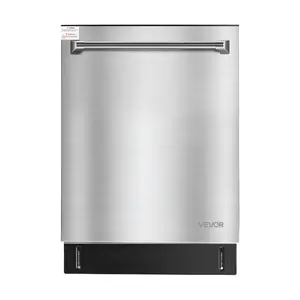 VEVOR 24 Inch Built-In Dishwasher, Stainless Steel Tub, 14 Place Settings and 8 Washing Programs, 23.82x 25.2x 33.78 Inch Low-Noise Dishwashing Machine with Upper/ Lower Racks and Zoned Storage