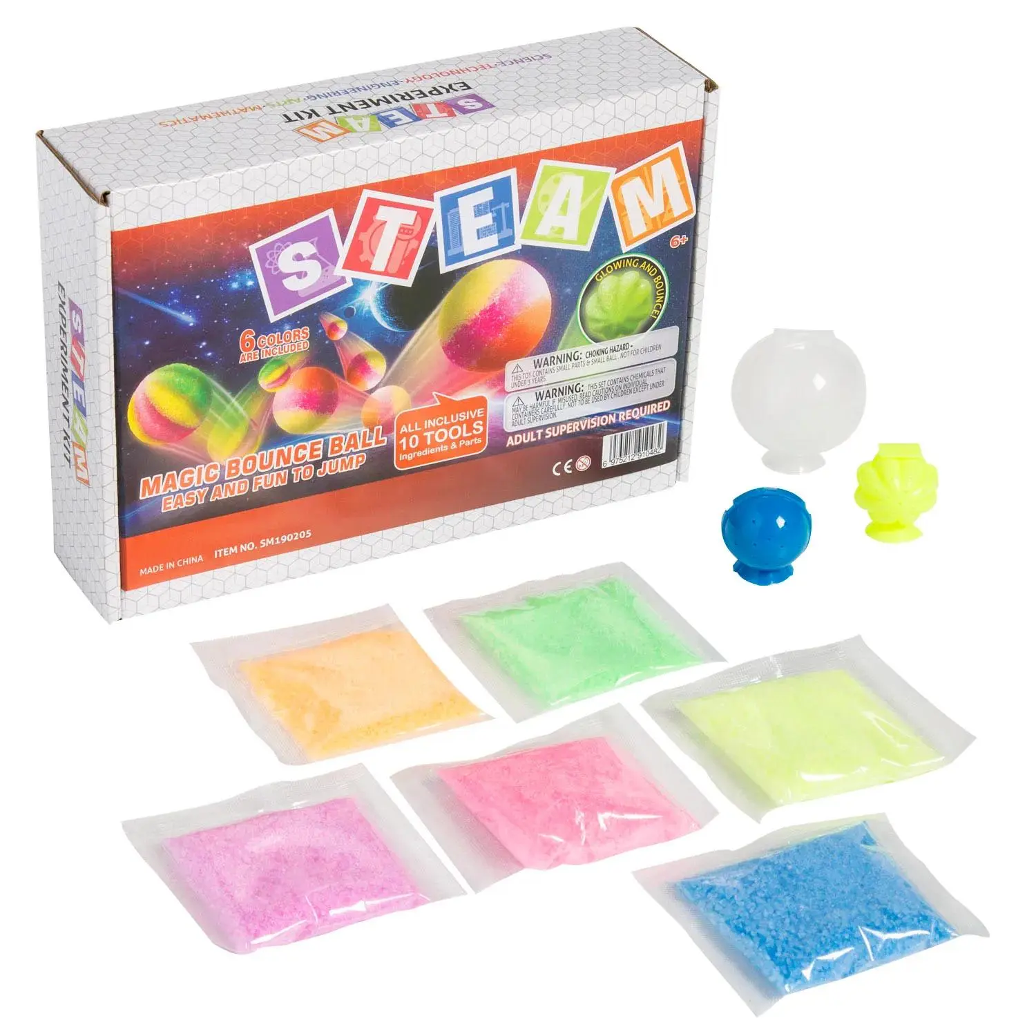 Fun Express STEAM Little Scientists Magic Bouncing Ball Creation Kit, 8 1/4" x 6 3/4" - 7 Piece