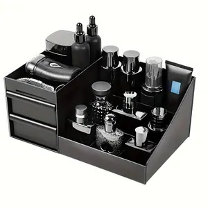 Men's Perfume/cosmetic Storage Box, Multi-Function Desktop Organizer with Drawers, Multiple Compartments, Ideal for Bathroom Vanity Display