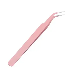 Black & Pink Curved Tweezers, Precision Nail Art & Lash Applicator Tool for Rhinestones, False Lashes & DIY Beauty Styling