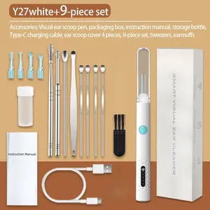 Earwax removal tool with a 1920p HD camera ear mirror, 9-piece kit with 6 LED lights compatible with smartphones, a perfect gift for both men and women