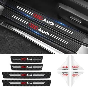 8-Piece Carbon Fiber Car Door Sill Protector Stickers, Anti-Collision Corner Decals for Audi Full Range Models, Scratch-Resistant Decoration Accessories