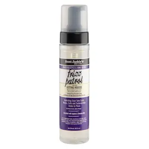 Aunt Jackie's Grapeseed Style and Shine Recipes Frizz Patrol Anti-Poof Setting Hair Mousse, Sets Curly Hair Styles in Place,Purple Fl.Oz 8.5 Ounce