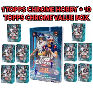 PYT Break - 2025 Topps Chrome Football Hobby Box + (10) Topps Chrome Football Value Box