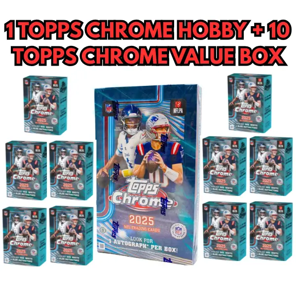 PYT Break - 2025 Topps Chrome Football Hobby Box + (10) Topps
