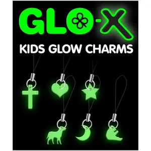 GLO-X Kids Glow Charms - Set of 6 - Have Fun in The Dark - Glows 12 + Hours - No Batteries Required