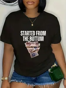 100% Cotton  Started From Bottom Food Stamp Coupon Apparel Vacation Trip T-Shirt