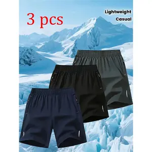 essential shorts，shorts for the summer，men shorts，shorts for summer，Men's Solid Color Drawstring Waist Shorts, Casual Regular Fit Pocket Shorts for Summer, Men's Bottoms for Daily Wear Breathable Knit Zipper Sport Dry Quick