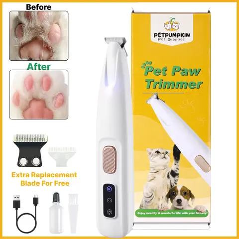 2025 New Pet Paw Trimmer Waterproof Rechargeable Pet Shaver with LED Light, Multifunctional Pet Hair Clippers for Paws Eyes Ears Face Rump