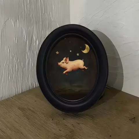 Vintage Art Style Flying Pig Decorative Home Item, Perfect for Halloween Christmas Thanksgiving Wall Decoration, Festive Decoration, Holiday Decor, Room Decoration, Home Decor Ornaments