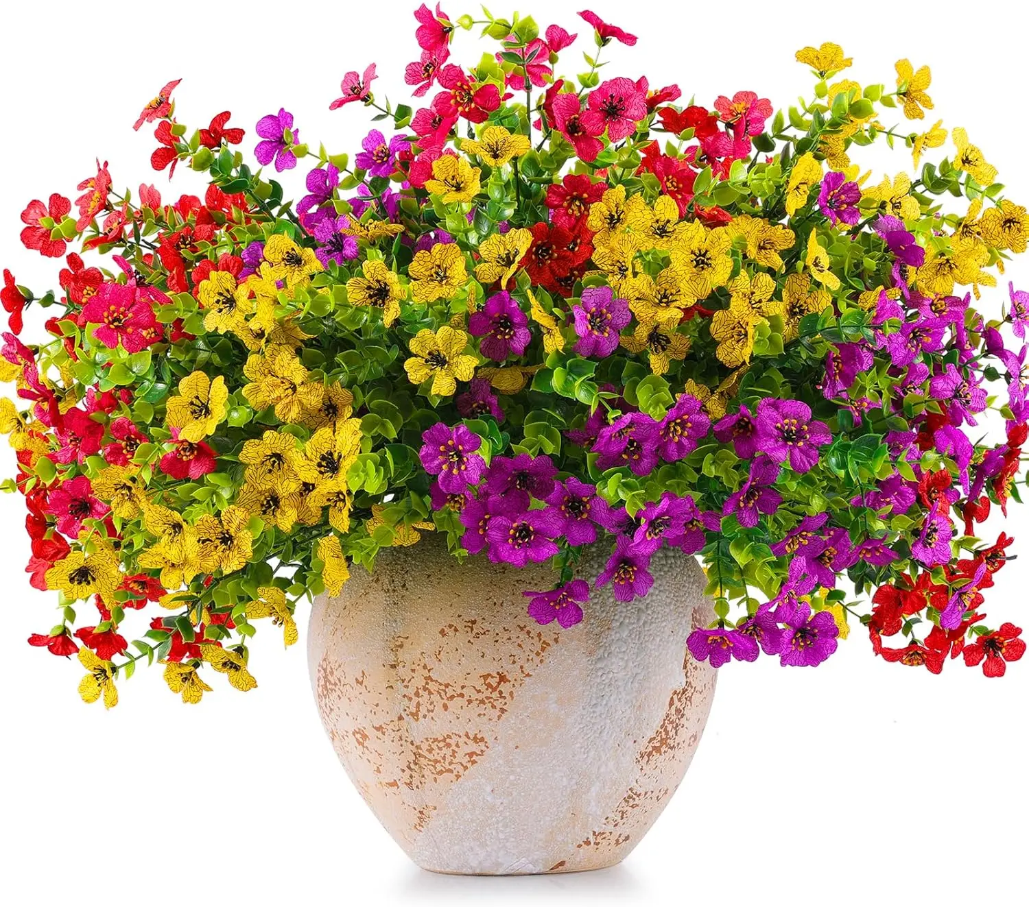 Hanging Artificial Eucalyptus Bloom Bouquet - 12-Bundle UV-Resistant Fake Silk Flowers, Decorative Hanging Faux Plants for Study, Daily Bedroom, Balcony, Outdoor-Indoor Porch Patio Window Box Planter Decor, Casual, Floral Decor