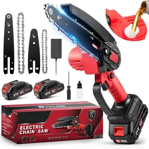 Mini ,6 & 4 inch Electric Chainsaws Cordless  , -Hand Portable Handheld  for Trees Trimming  ,Chain   for Men Dad Husband Women (Red-2 )