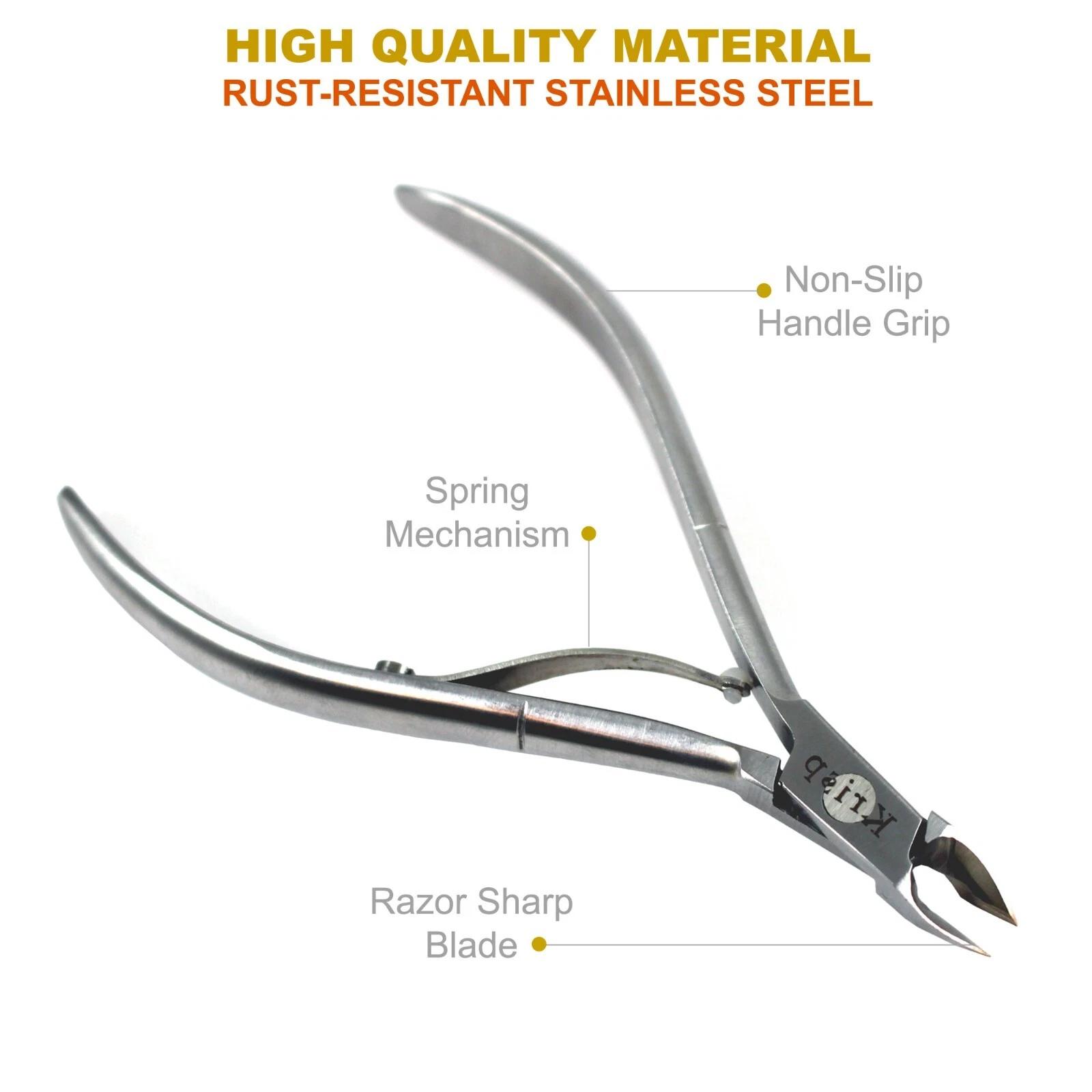 5PC Stainless Steel Cuticle Nipper & Pedicure Tools  Ingrown Toenail Lifter & Nail Care Kit