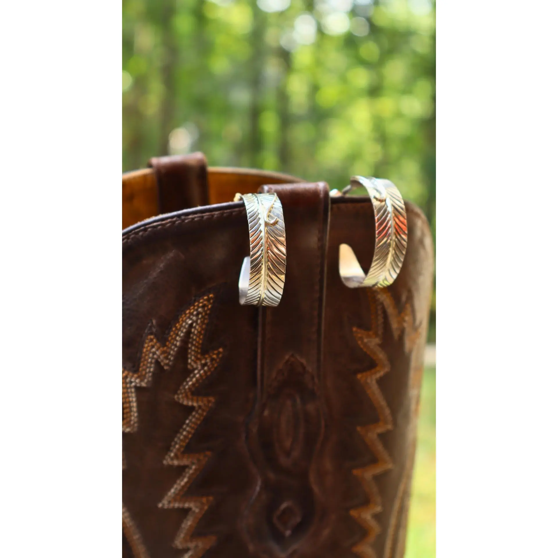Native-Inspired Silver Feather Hoop Earrings, Fashion Costume Jewelry Accessories, Hoop Jewelry