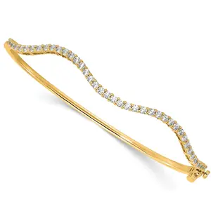 Wavy Baby! Lab Grown Diamond Wavy Bangle in Simulated Gold
