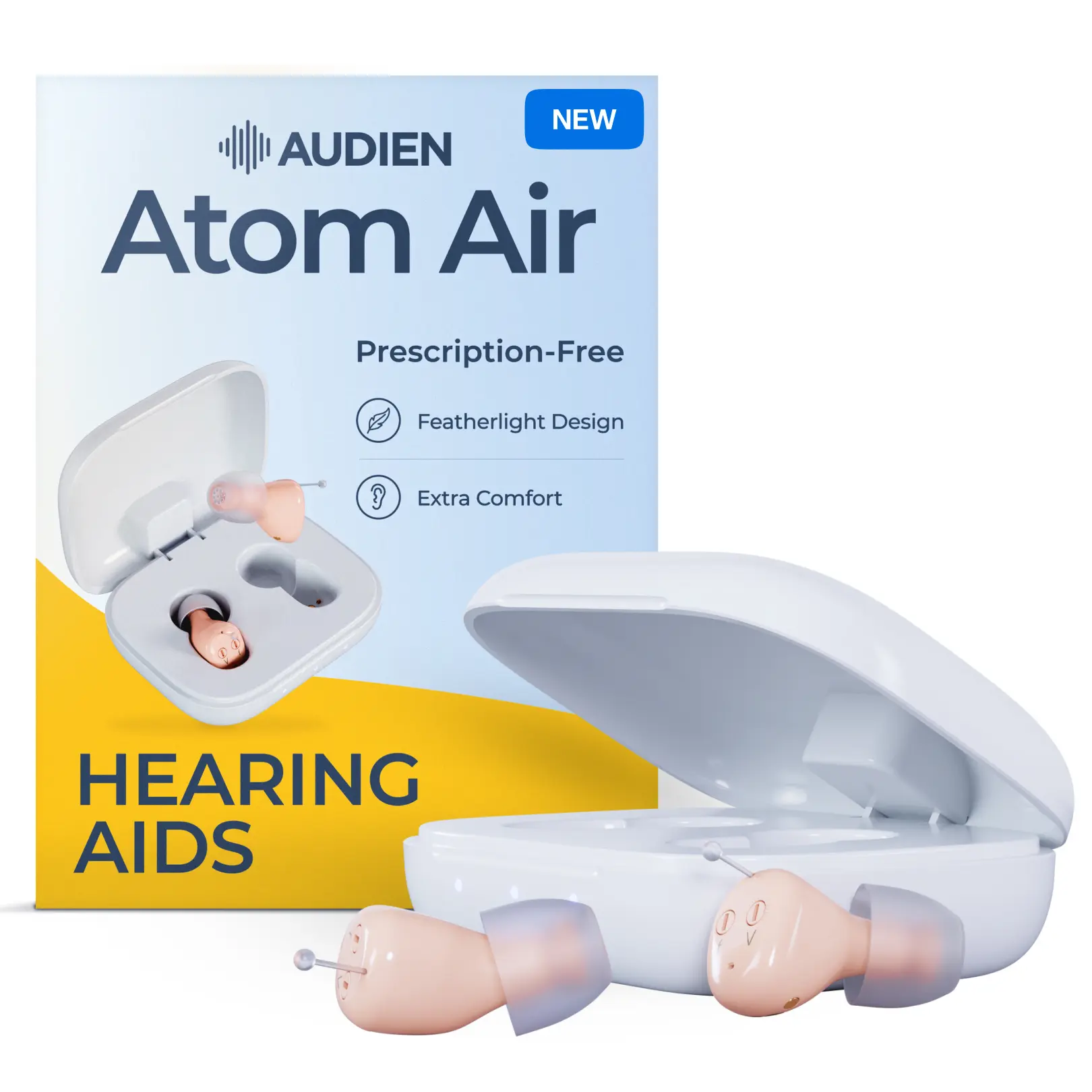 Audien Atom Air OTC Hearing Aids – Lightweight & Invisible, 24Hr Battery, FDA Registered, No App Needed, $149/Pair Audien Atom Air OTC Hearing Aids – Lightweight & Invisible, 24Hr Battery, FDA Registered, No App Needed, $149/Pair