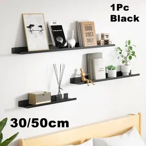 1pc Aluminum Wall-Mounted Shelf - Space-Saving Floating Shelf with Wall Mount Design, Self-Adhesive Mounting, No Drilling Needed, Multi-Room Use for Bathroom, Bedroom, Kitchen, Art & Plant Display, Modern Home Decor, Bathroom Wall Decor, Shelves