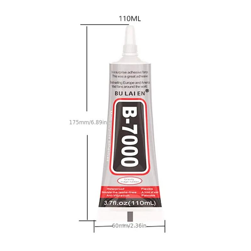 3PCS 110ml B7000 Rhinestones Glue for Crafts, Clear B-7000 Super Jewelry Glue Transparent Industrial Adhesive for Fabric Phone Repair Jewelery Making Crystal Gem Tac Art Stone Wood Glass