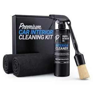 Proper Detailing Co Car Interior Cleaning Kit with 16 oz Interior Cleaner, Premium Detail Brush & 2 Microfiber Towels for Professional Results