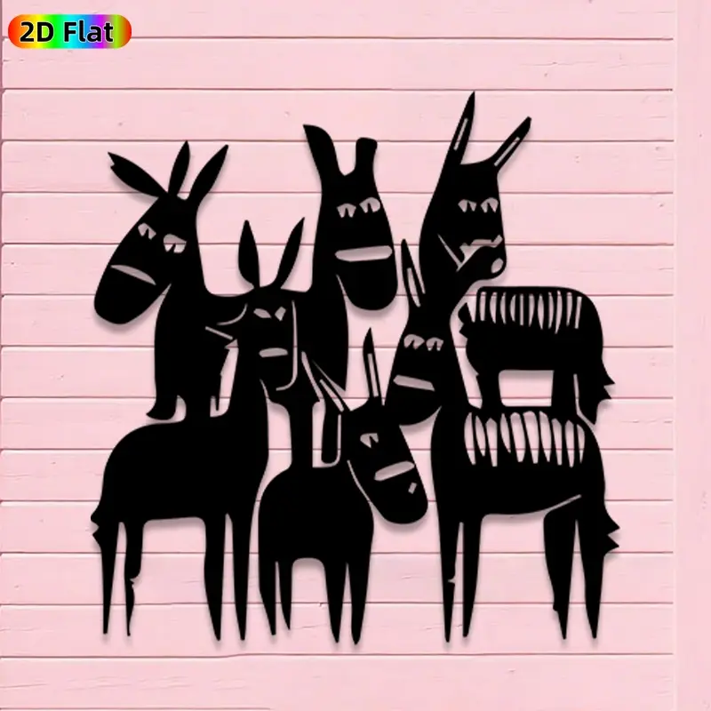 1pc Avant - Garde Donkey Metal Wall Art, Avant - Garde Donkey Statue Mural, Iron Craft, Perfect for Living Room, Garden, Zoo Corner Decor, Artistic Metalwork, Silhouette wall decor, Christmas Decor, Ideal Gift for Trend Seekers