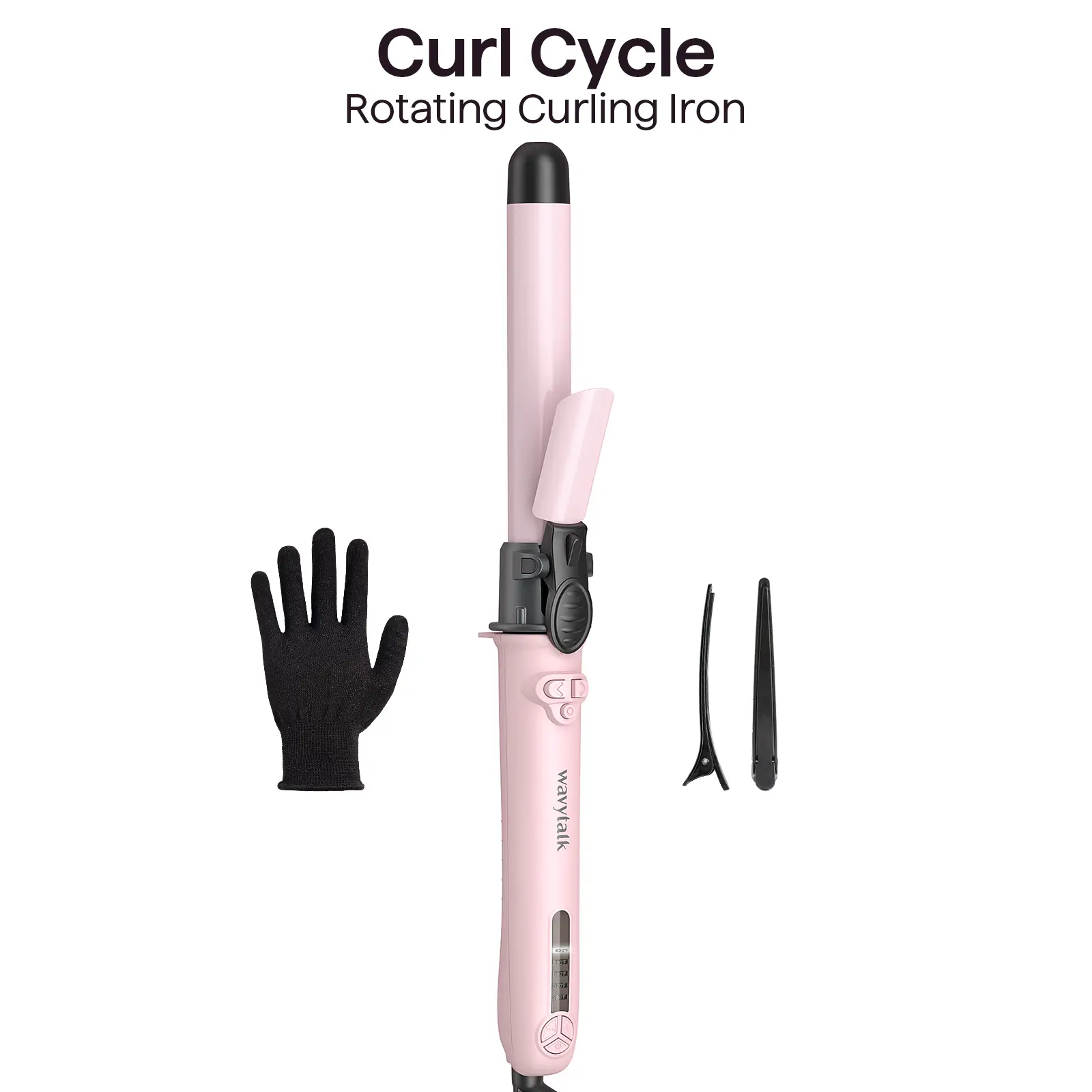 Wavytalk Curl Cycle, Auto Rotating Curling Iron 1 Inch, Self-Spinning Barrel with 430°F Adjustable Heat & Home Button, Effortless Beach Waves