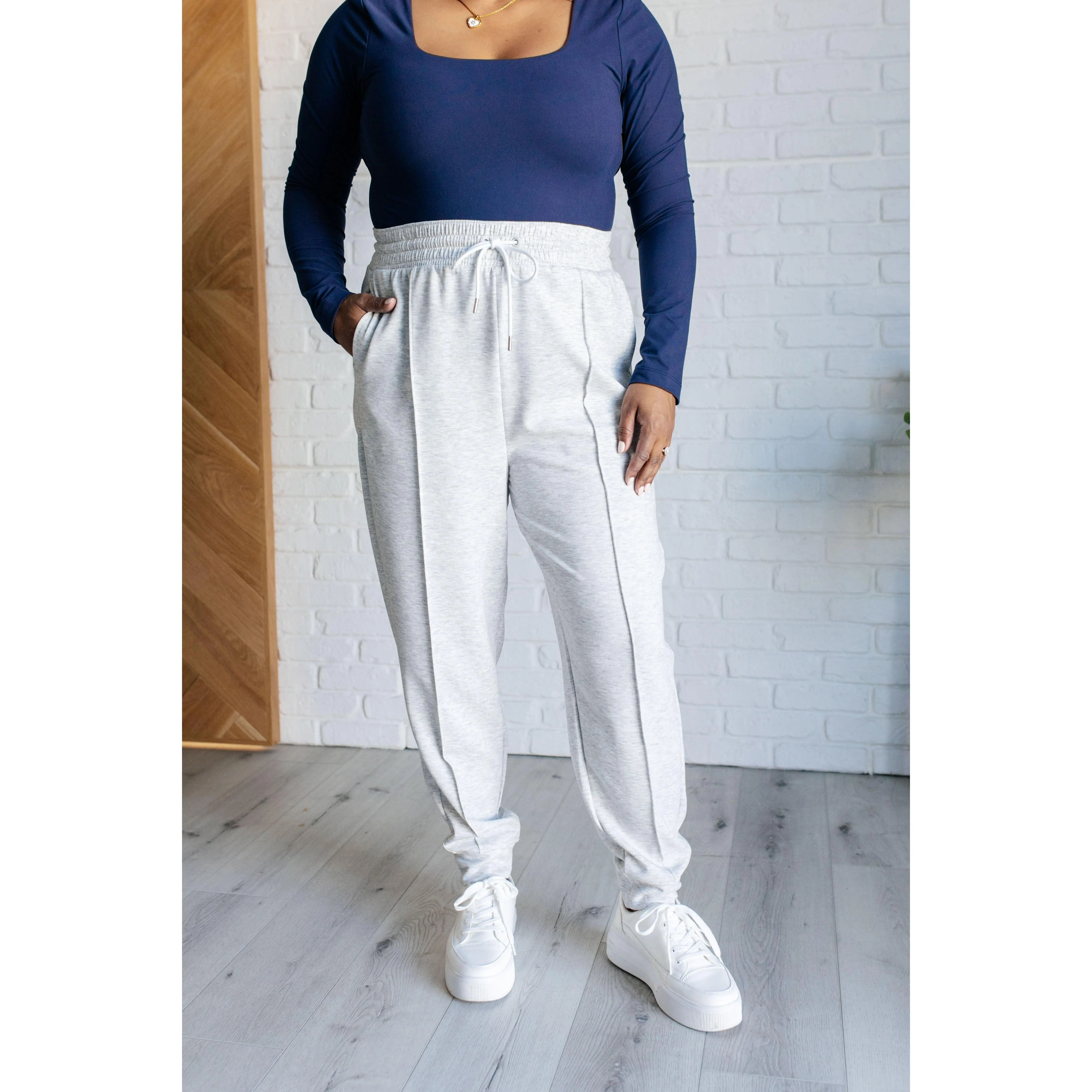 Center Seam Scuba Joggers in Heather Grey