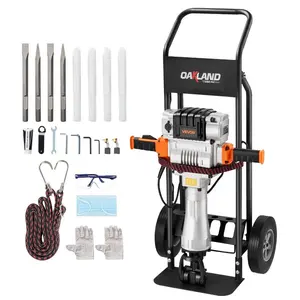 VEVOR Demolition Jack Hammer, 2100 W Powerful Electric Jackhammer, 1650 BPM Concrete Breaker with 2 Point Chisels, 2 Flat Chisels, Hand Trolley, Gloves, for Concrete, Wall, Brick, Tile and Foundation