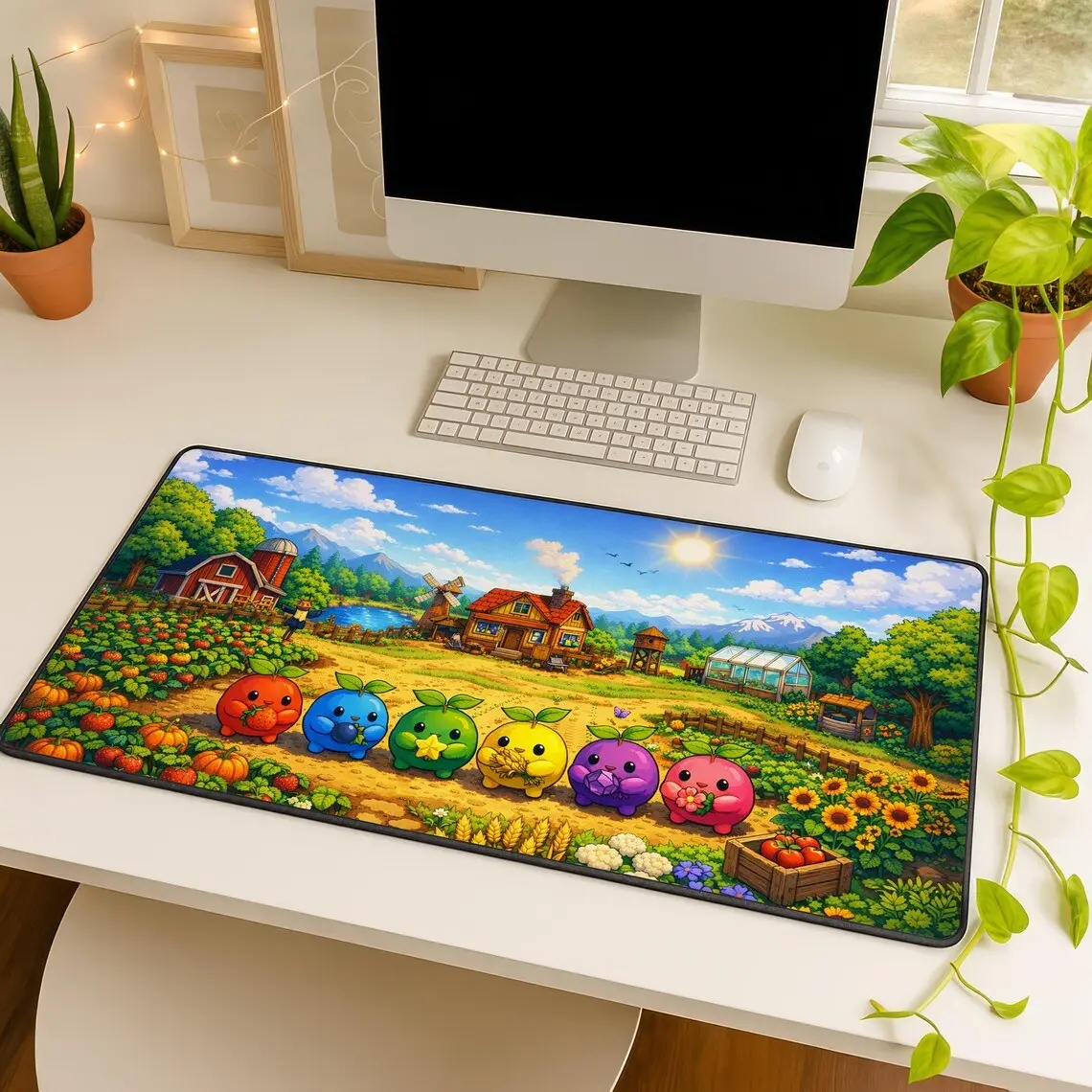 Stardew Valley Mousepad XXL Sunny Farm Junimo Desk Mat Cute Cozy Gamer Gaming Setup Decor PC Gamer Aesthetic Gamer Gifts Kawaii Decor