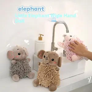 1pc small elephant shaped hand towel, kitchen hand towel, bathroom hand towel, can be hung on the wall. The hand towel is super cute, super absorbent and dries quickly after wiping. It also has a hanging rope design