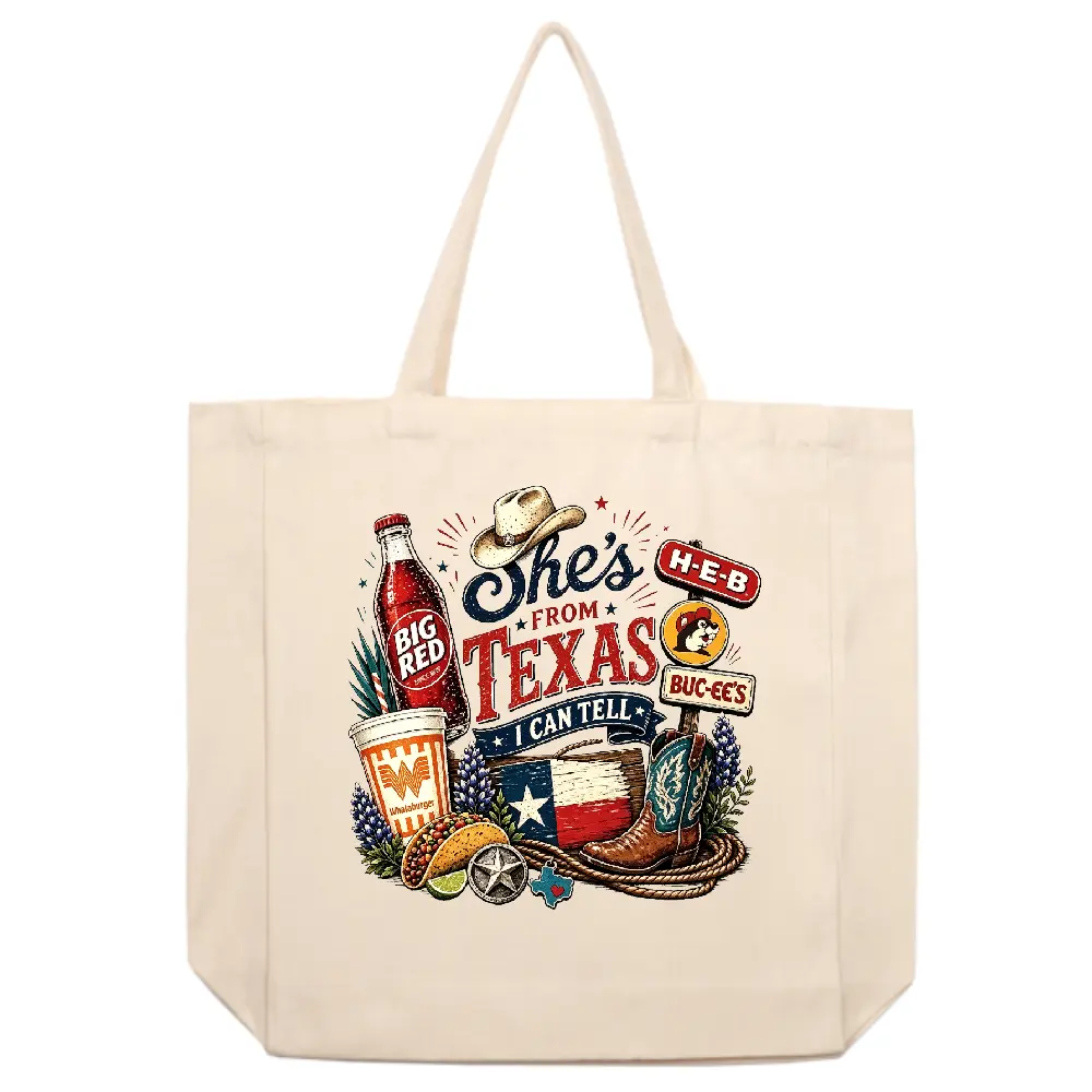 Women's Vintage Texas Theme Canvas Shoulder Tote Bag - Cowboy Print Southwest Style, Casual Wear Daily Carry Handbag, Ideal Holiday Gift for Loved Ones