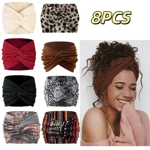 8pcs Women's High-Stretch Breathable Non-Slip Sports Hairbands - Bohemian Style Elastic Hair Headbands Suitable for Yoga, Running, Gym, Fitness Training, Fit Hair for Workout & Daily Use, Snug for Lifestyle