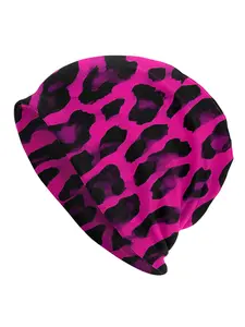 1PC Outdoor Hats Trendy Hat Hot Pink Leopard Print Thin Hat Bonnet Special Skullies Beanies Caps Men Women's Earmuffs