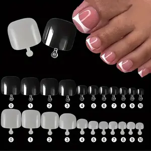 Clear/White Acrylic Press-on Toenails, 500pcs/set Short Square Full Cover Tips for DIY Nail Art Design & Salon-Quality Results, Nail Art Kits